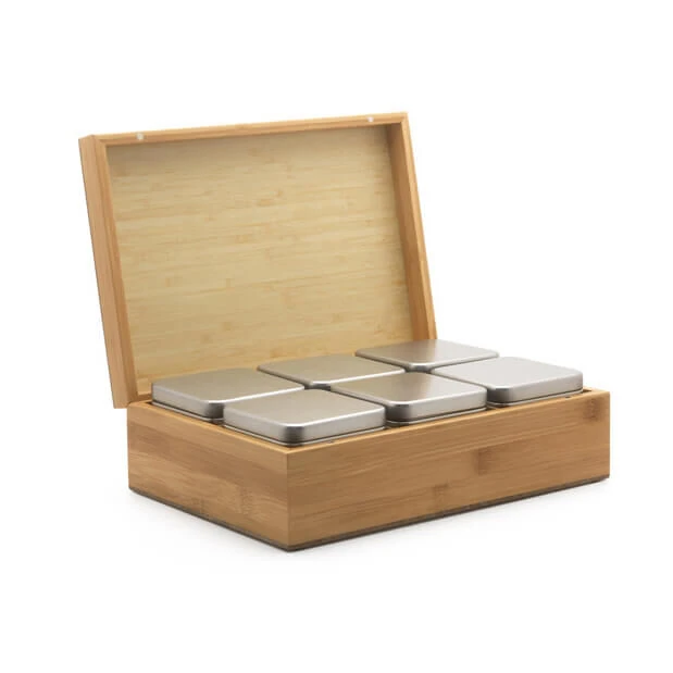 Bredemeijer Theedoos Met 6 Blikjes Bamboe