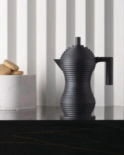 Alessi Pulcina Percolator 1-kops Aluminium Volledig Zwart -Koffie Thee Winkel mdl02bb 02 2